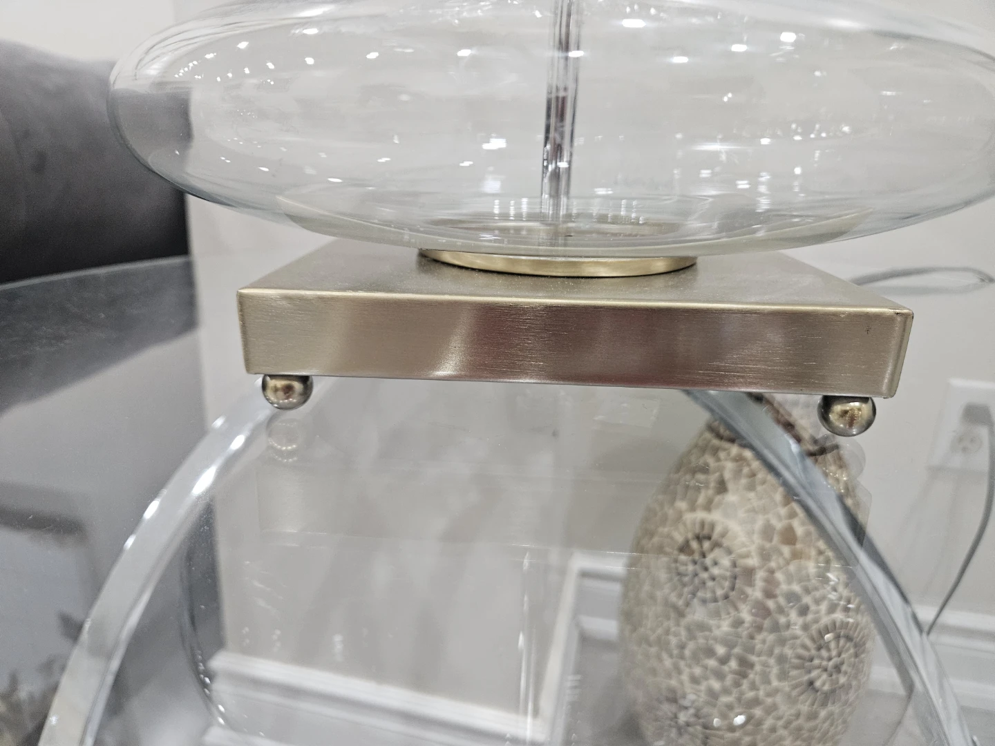 Elegant Glass Table Lamp with Brushed Nickel Accent - photo 2