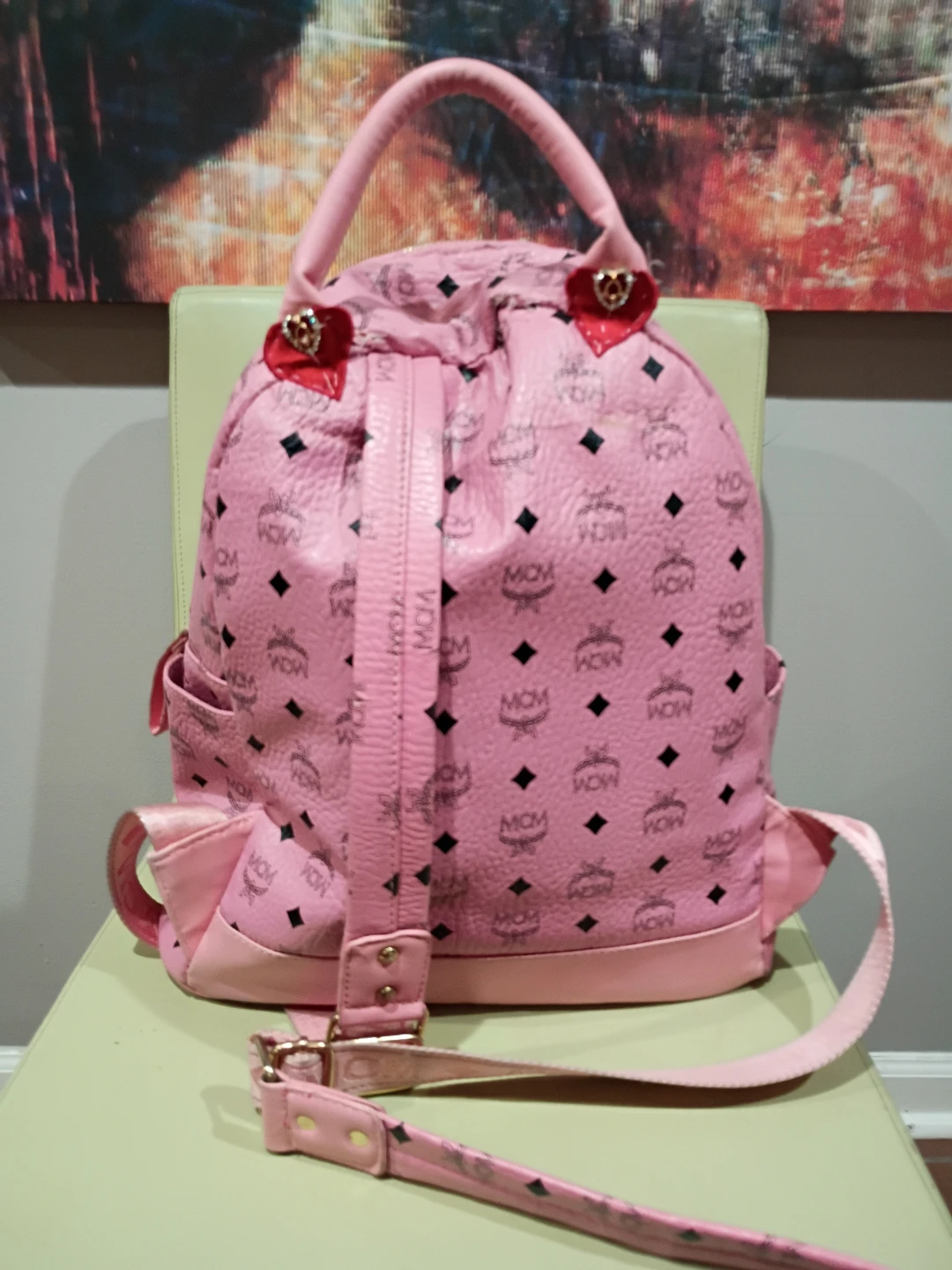 MCM Pink Studded Visetos Backpack - photo 5