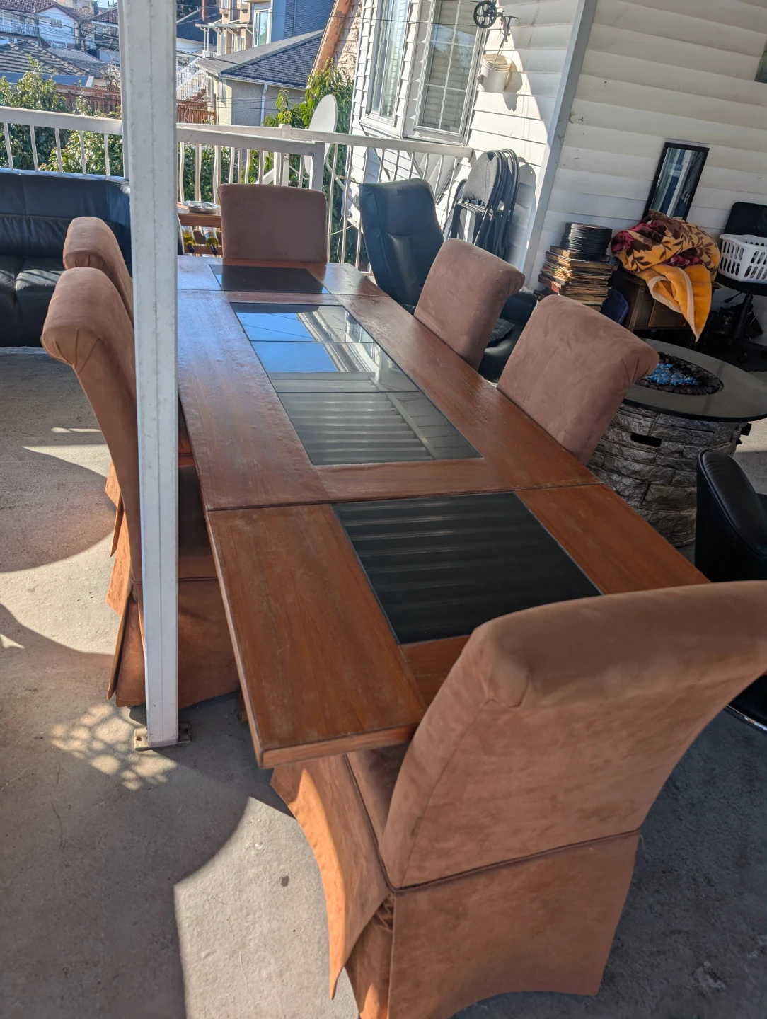 Wood Dining Table with 6 Chairs