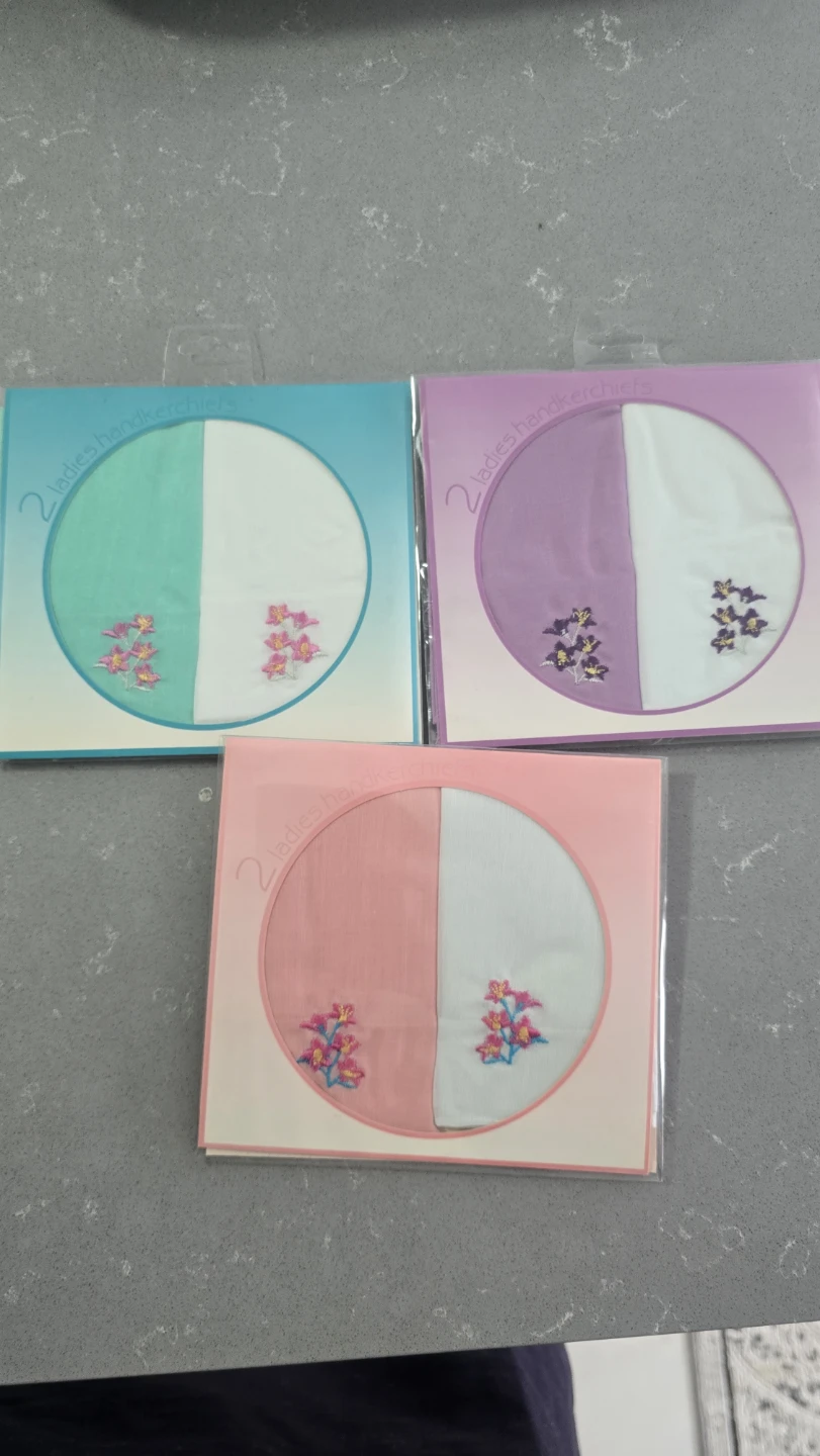 2 Ladies Handkerchiefs - Pink and White
