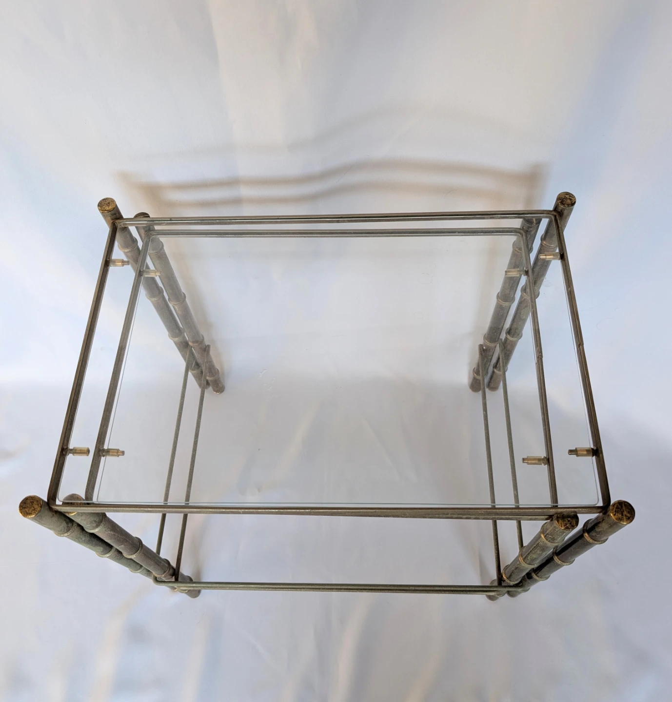Set of 2 brass and glass nesting side tables 1970s vintage - photo 3