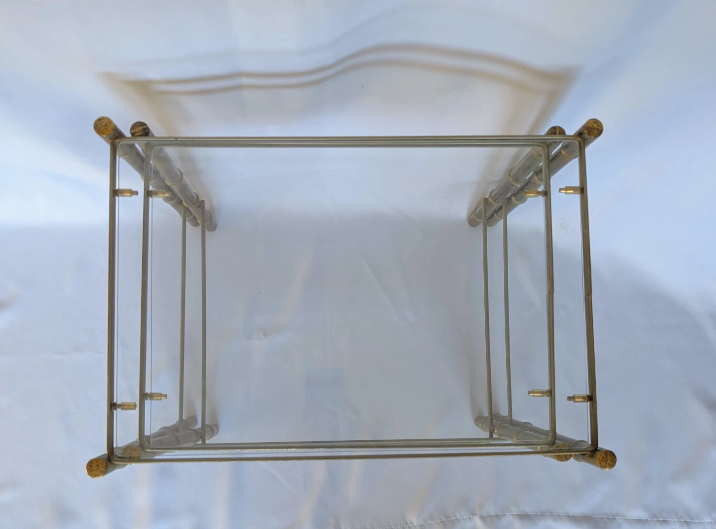 Set of 2 brass and glass nesting side tables 1970s vintage - photo 4