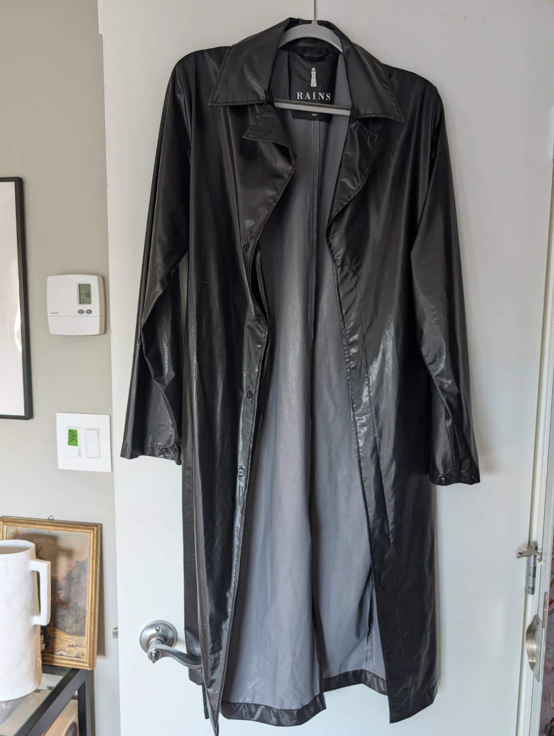 Rains Black Trench Coat XS/S