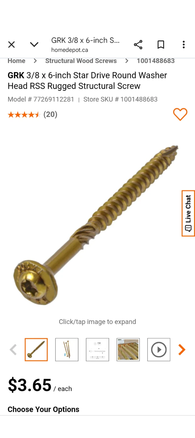 GRK 3/8 x 6-inch Star Drive Structural Screw