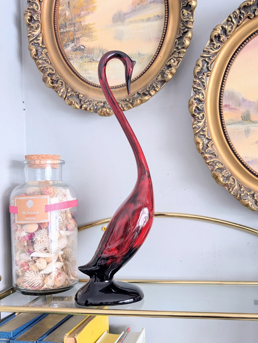 Beautiful Grenadier Art Pottery Handcrafted Glass Crane Figurine