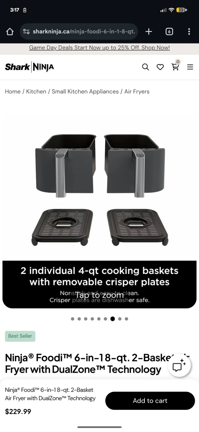 Ninja Air Fryer - DualZone 6-in-18-qt. 2-Basket (Firm price) 🥕 - photo 2