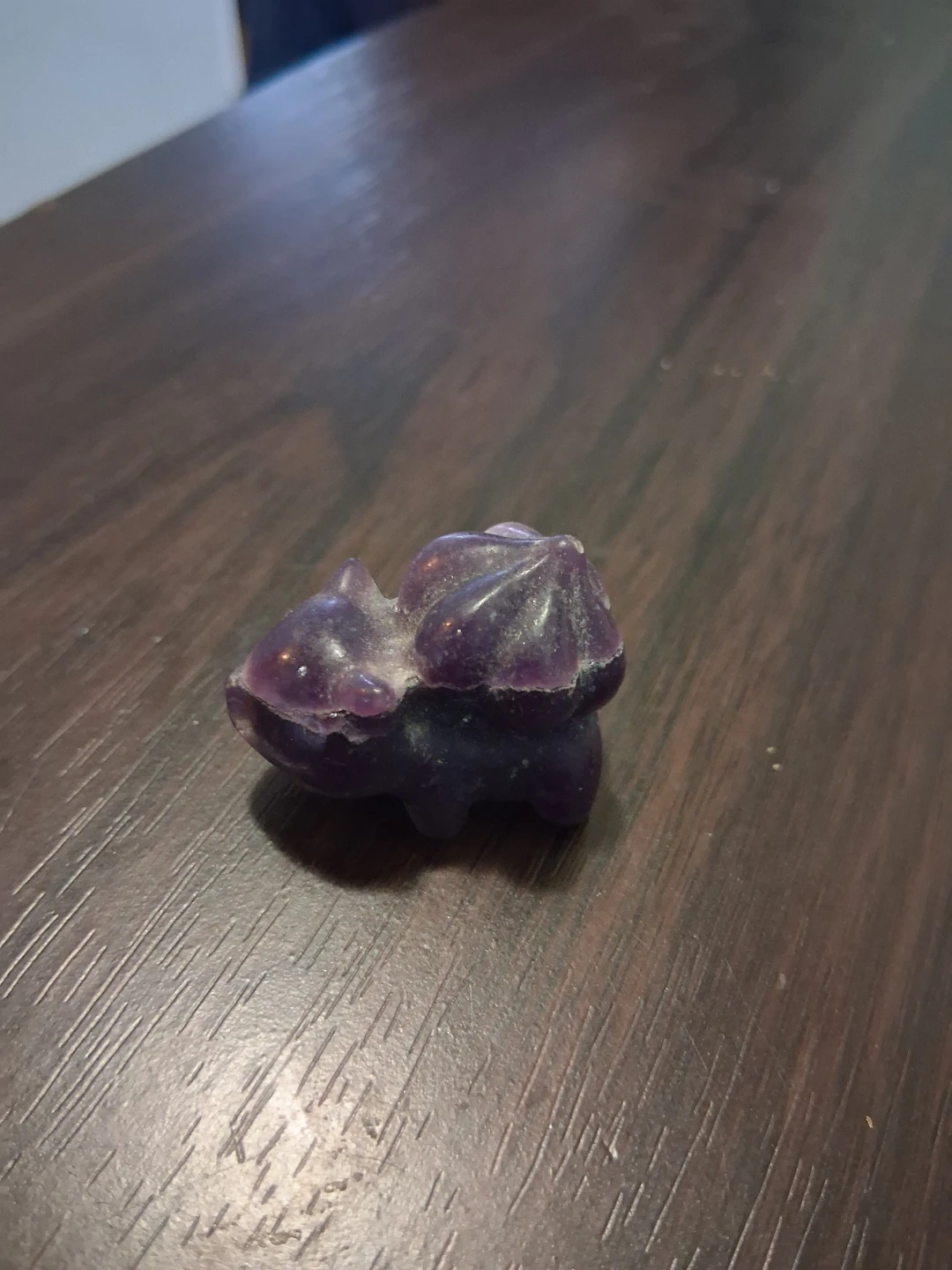 Natural Lepidolite Quartz Crystal Carved Bulbasaur - photo 2