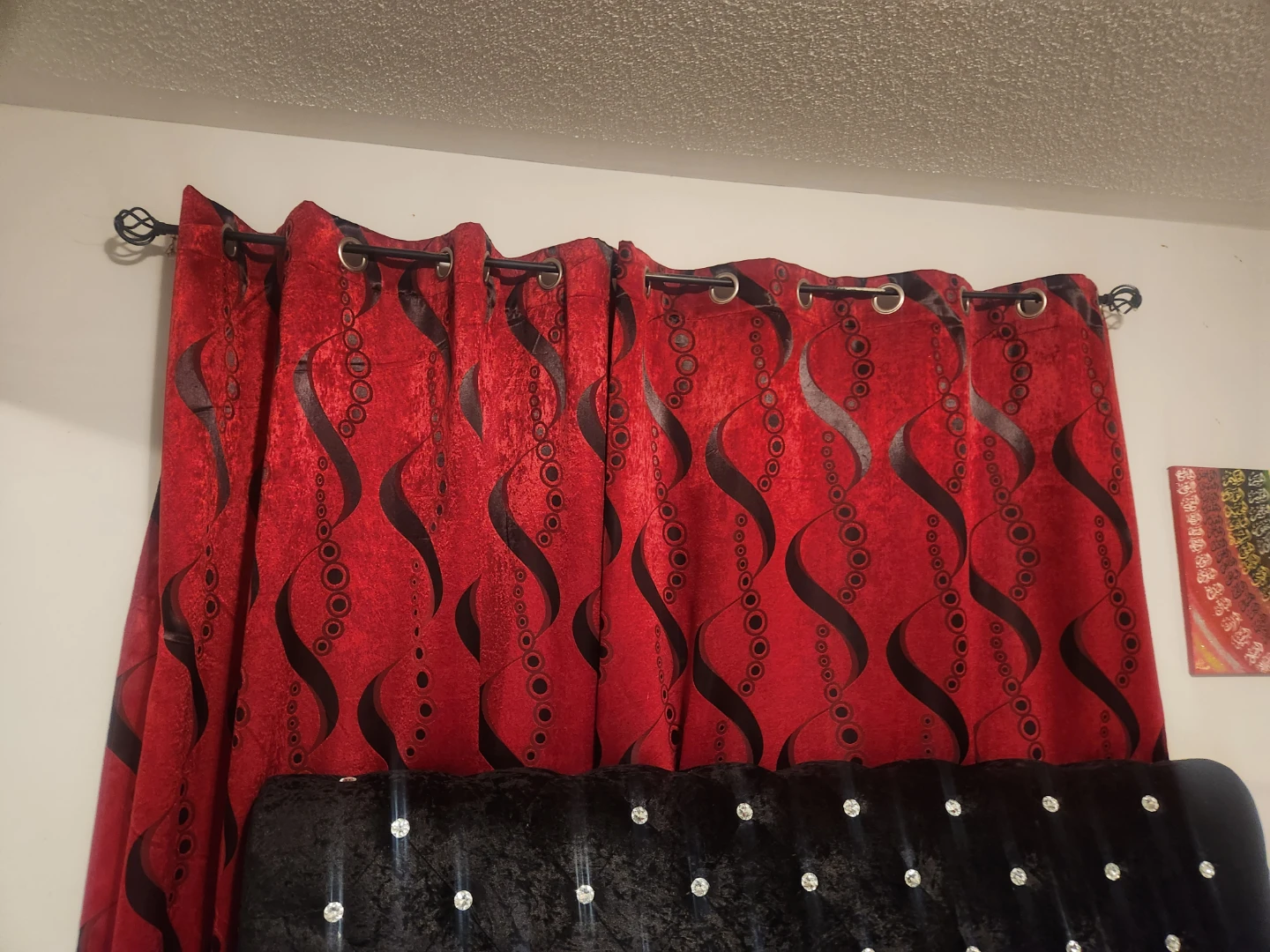 Red and Black Patterned Curtains - photo 2
