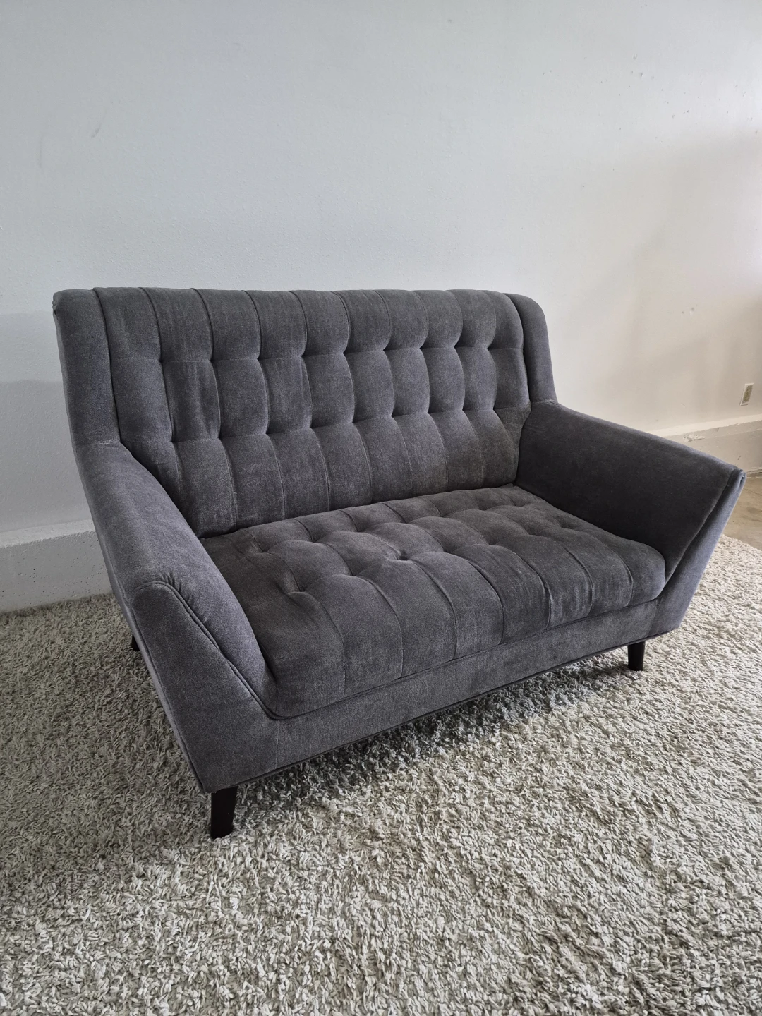 Small Gray MCM 2 Seater Loveseat Sofa Couch - photo 5