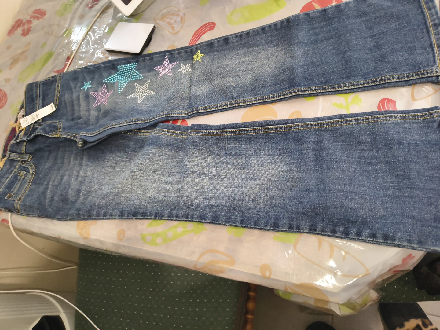Girl's Jeans with Rhinestone Stars