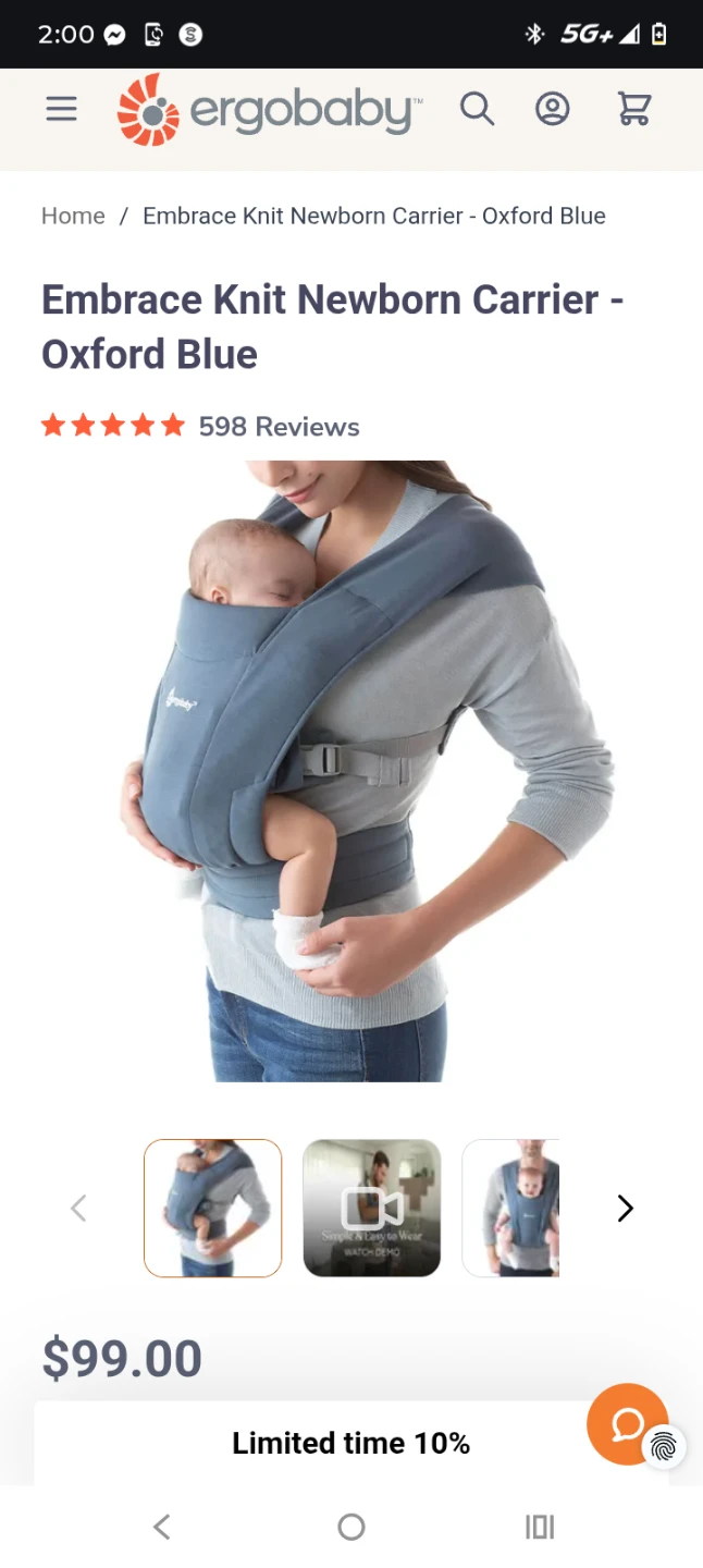 Ergobaby Embrace Knit Newborn Carrier - Oxford Blue