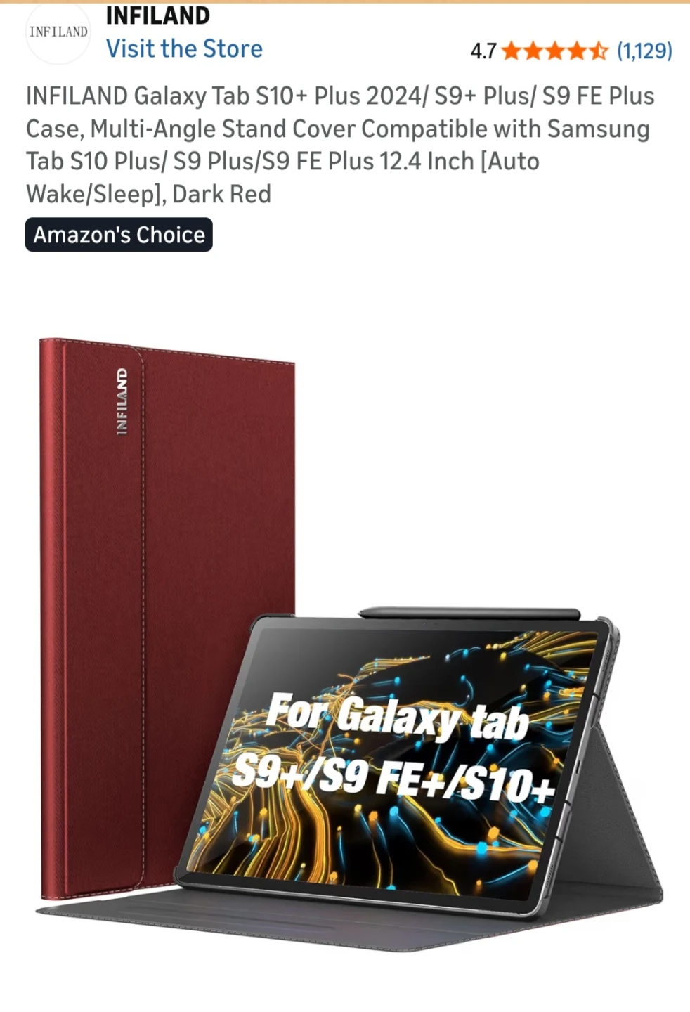 INFILAND Dark Red Tablet PC Case
