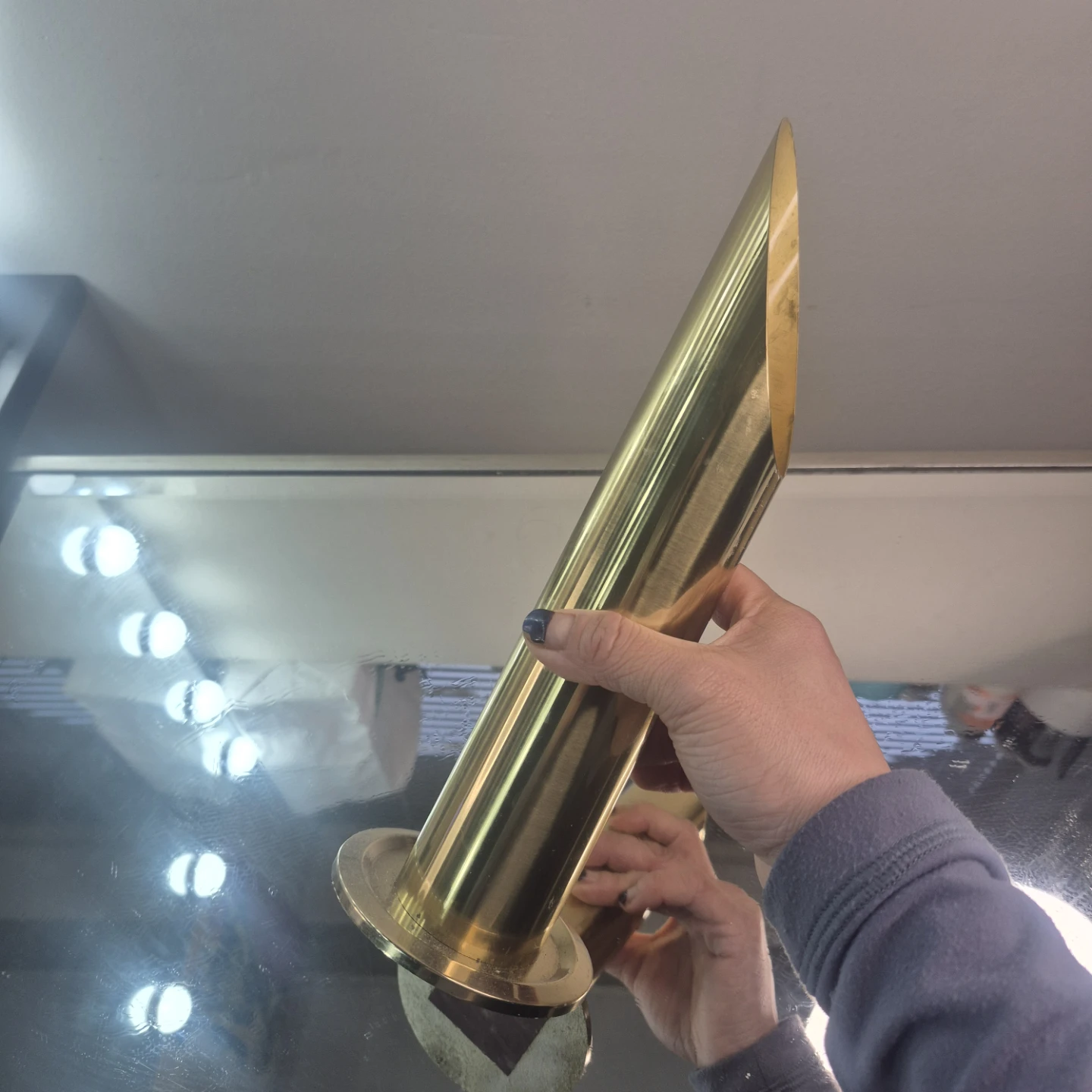 Brass Vase bamboo shape - photo 5