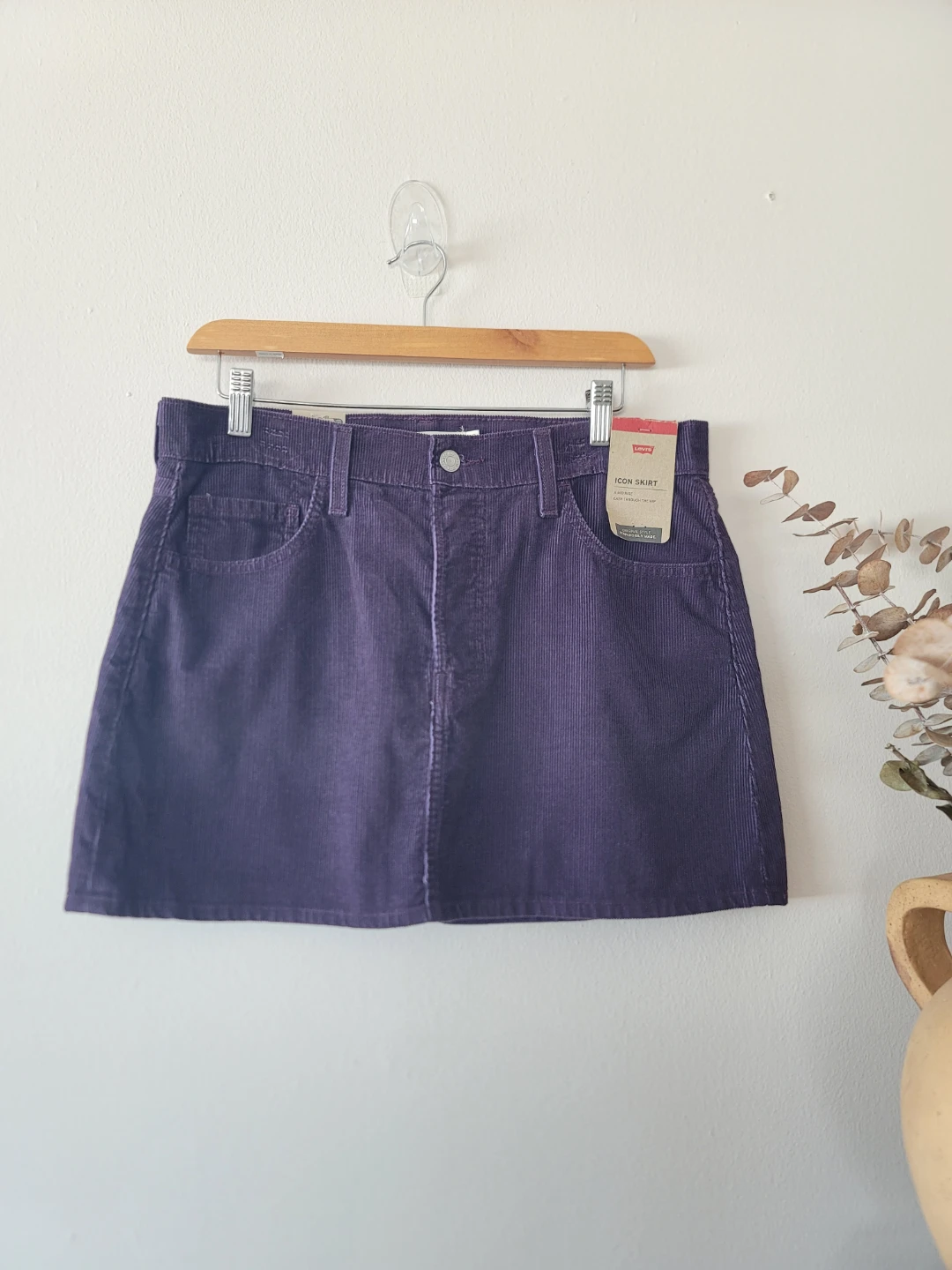 Levi’s Icon Corduroy Mini Skirt Plum Purple Cotton NWT 29