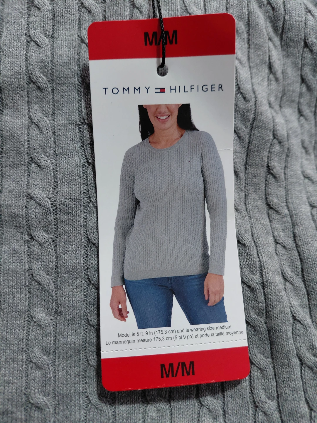 Tommy Hilfiger Grey Cable Knit Sweater - Medium