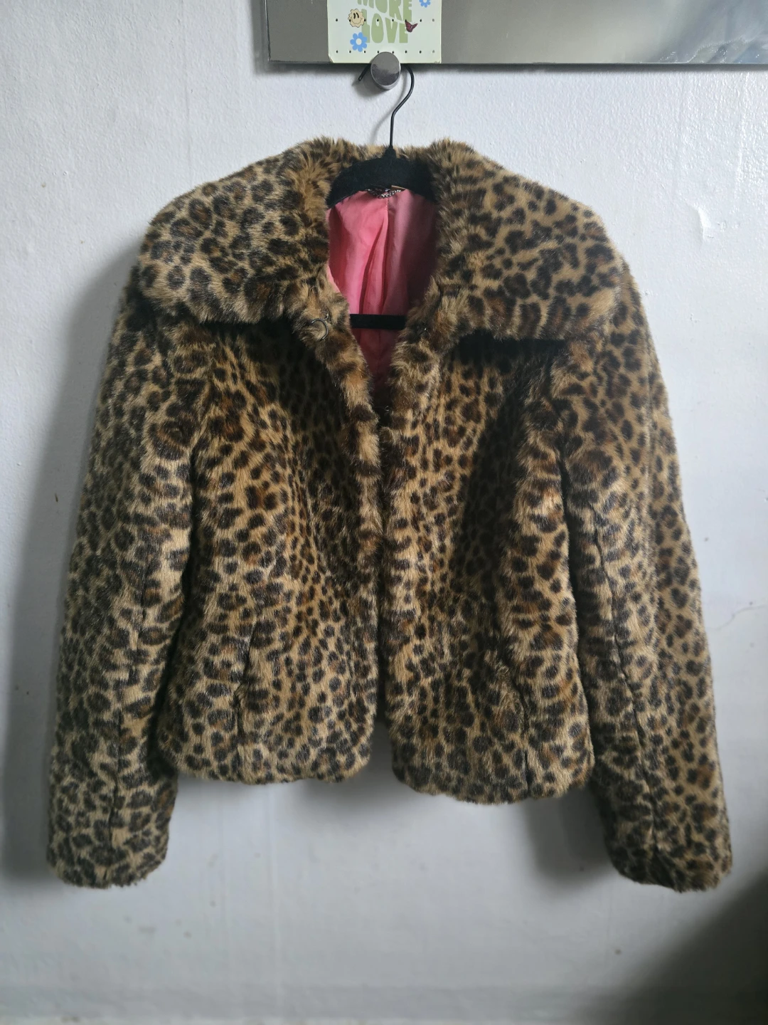 Leopard Print Faux Fur Jacket Size 8
