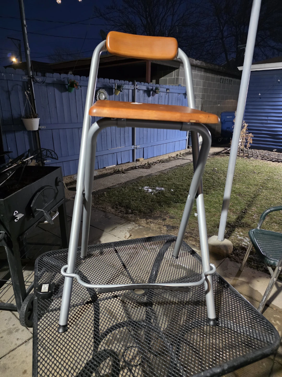 Folding Bar Stool with Wooden Seat and Back