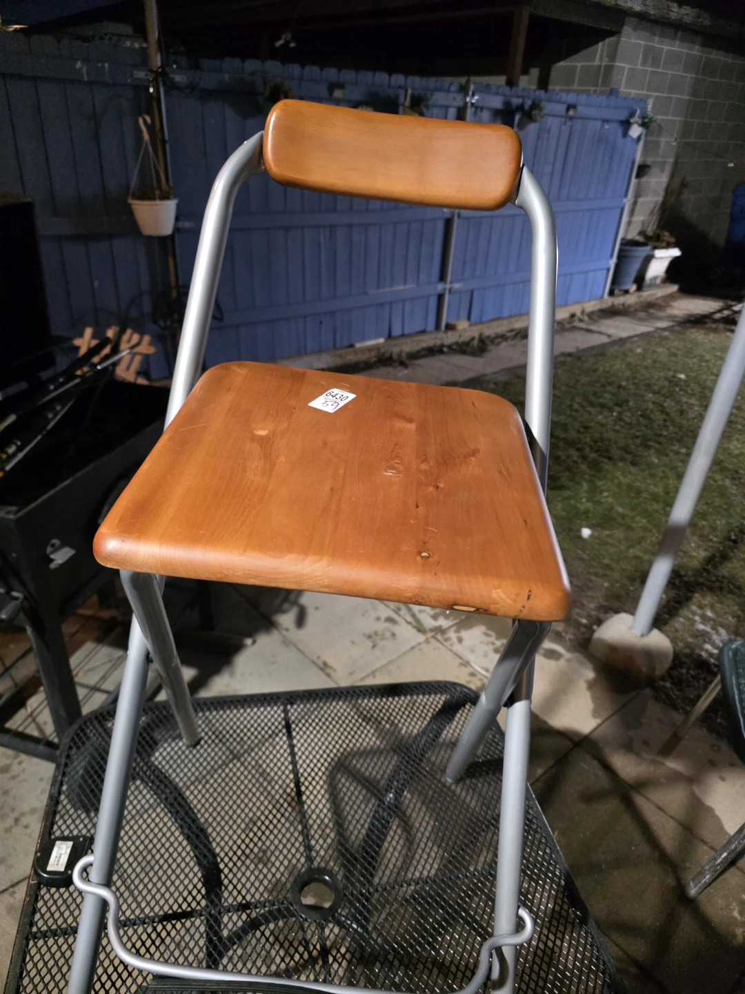 Folding Bar Stool with Wooden Seat and Back - photo 2