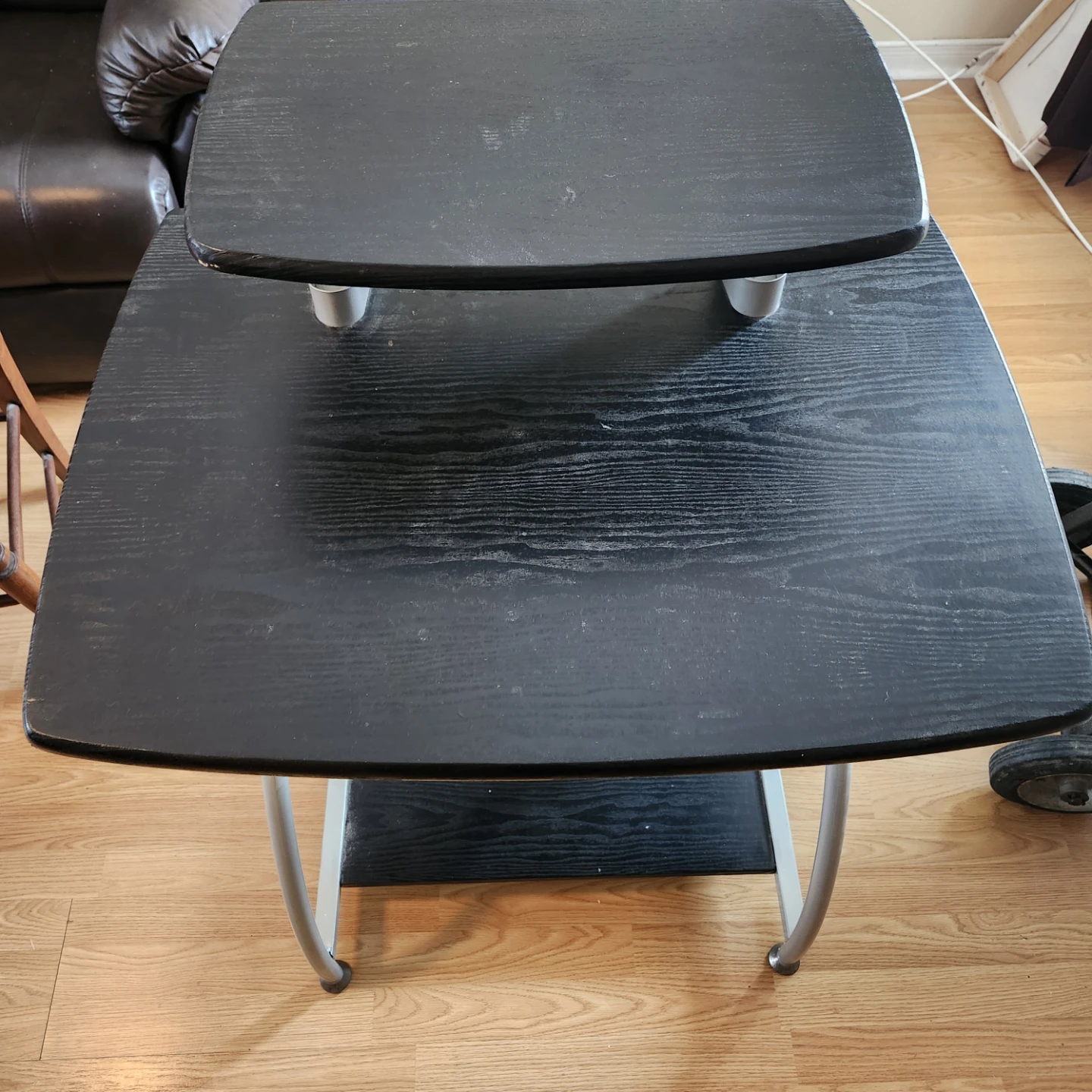 Black Two-Tiered Computer Desk
