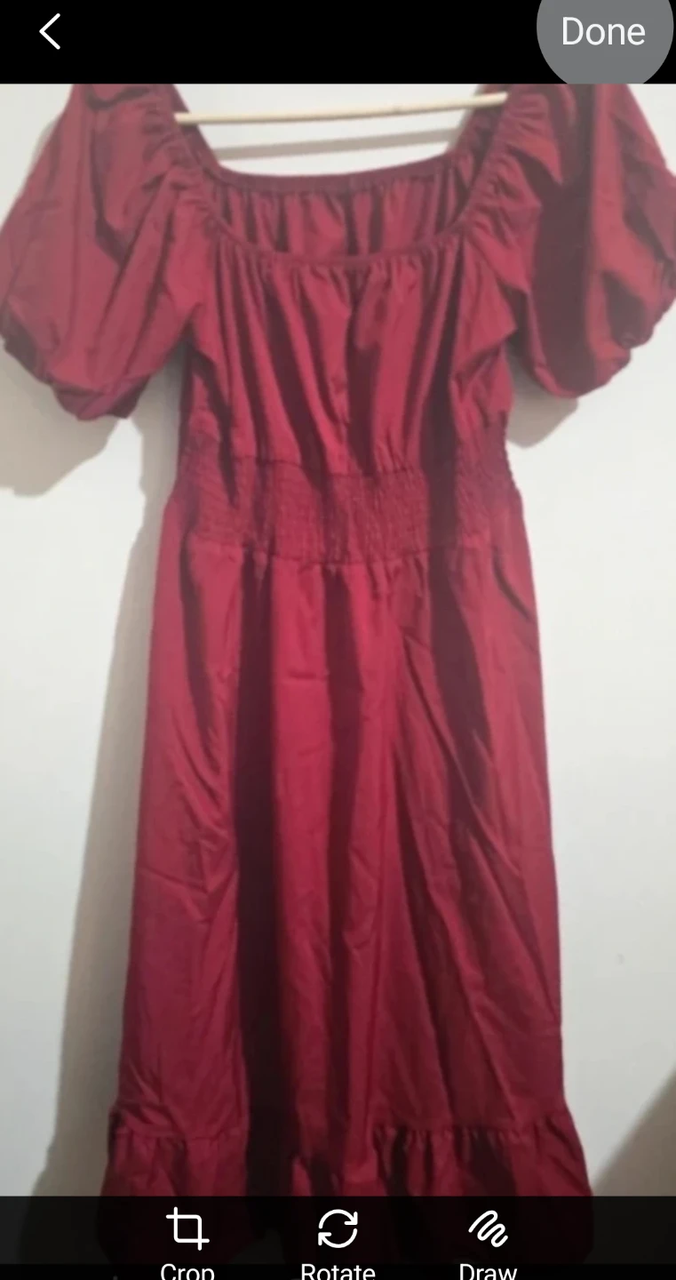 Women's Red Square Neck Puff Sleeve Dress - photo 2
