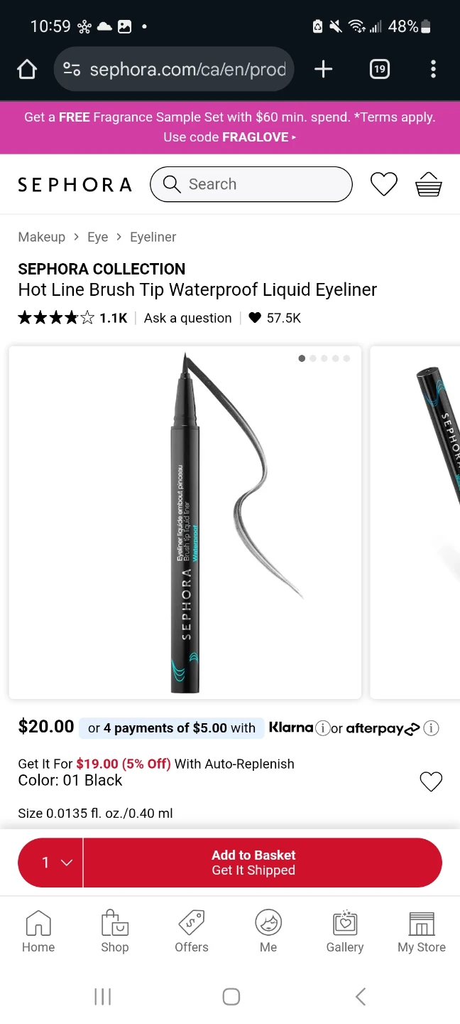 New x2 - SEPHORA Brush Tip Waterproof Liquid Eyeliner - Black 🏆