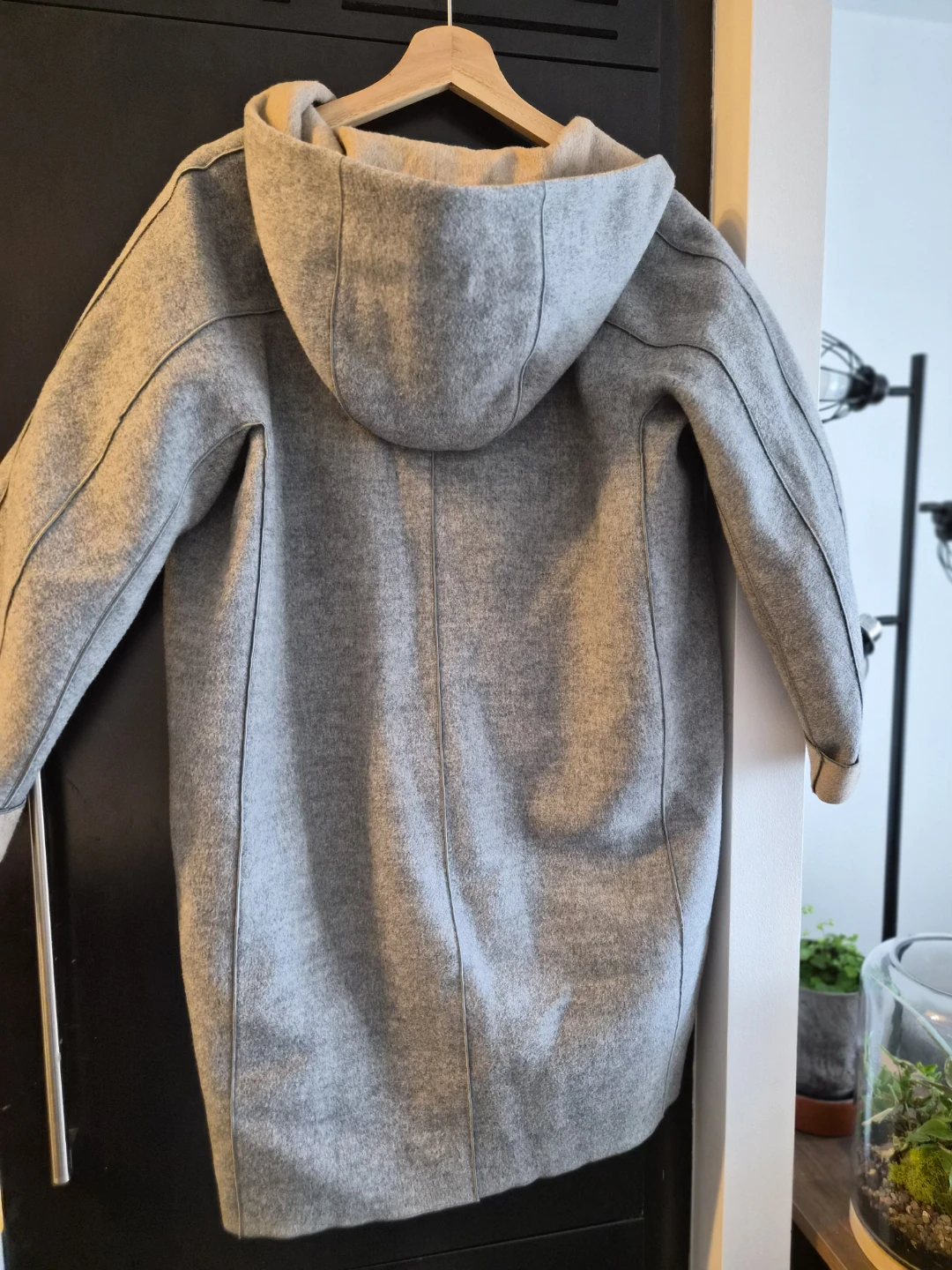 PRENDANG Grey Hooded Wool Coat - photo 3