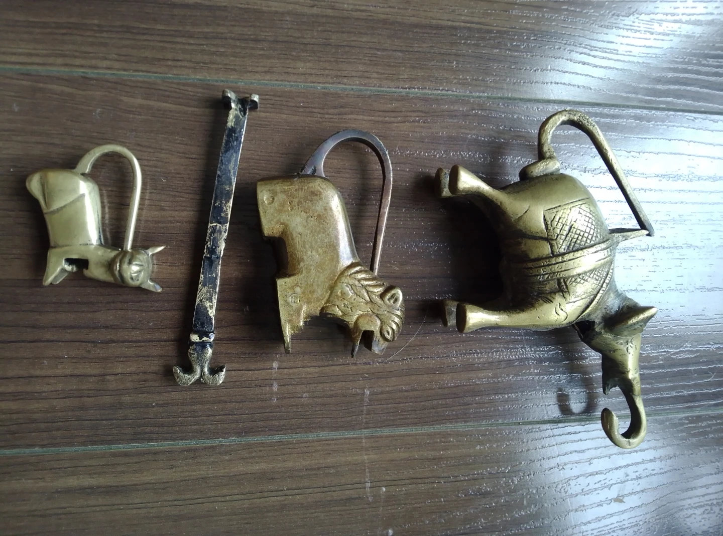 Antique Brass Animal "Trick" Padlock Set – 3 Handcrafted Puzzle