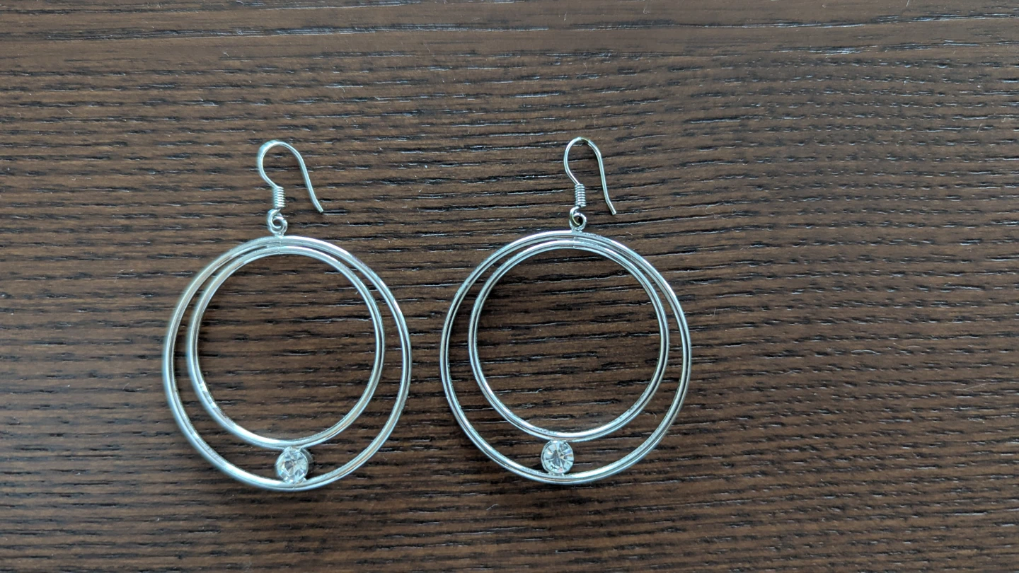 Silver Hoop Earrings with Crystal Accents 🏆