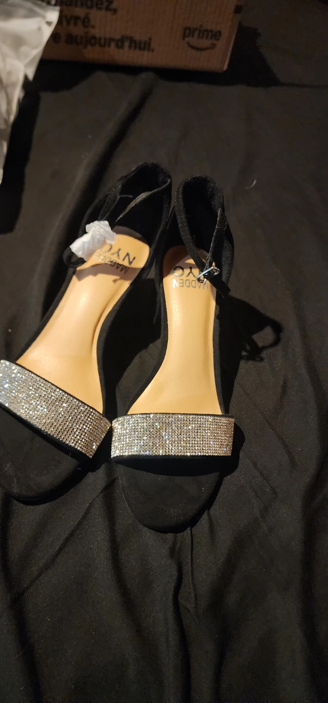 Madden NYC Black Sparkle Block Heel Sandals - photo 3