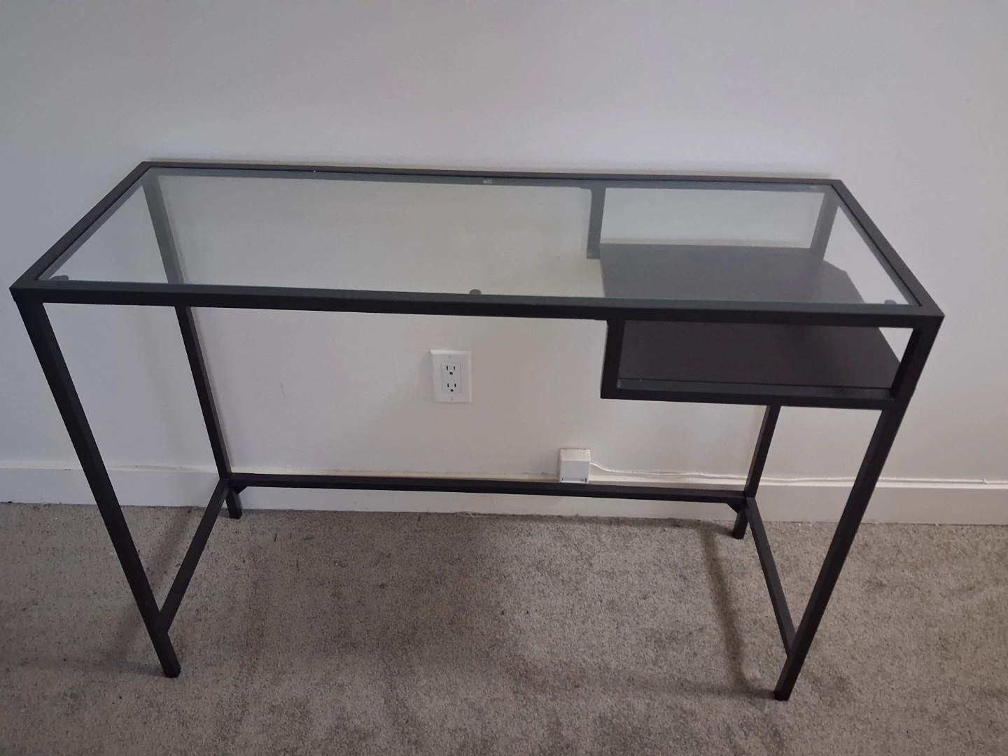 Glass Top Desk with Black Metal Frame - photo 2