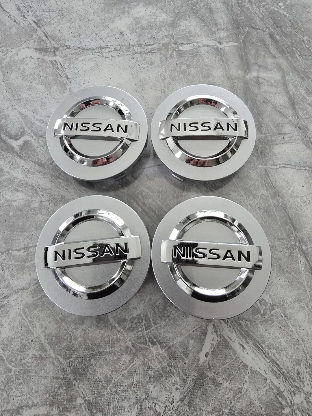 54 MM SILVER NISSAN WHEEL CENTER CAPS FITS MAXIMA ALTIMA