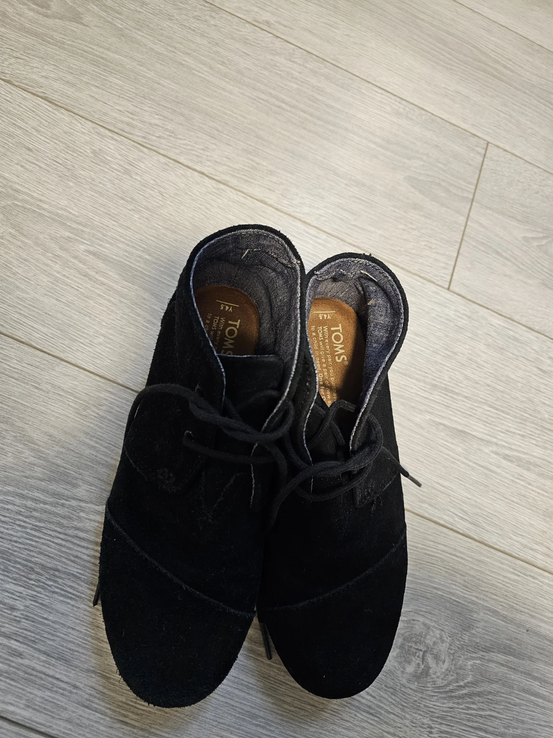 TOMS Black Suede Wedge Ankle Boots