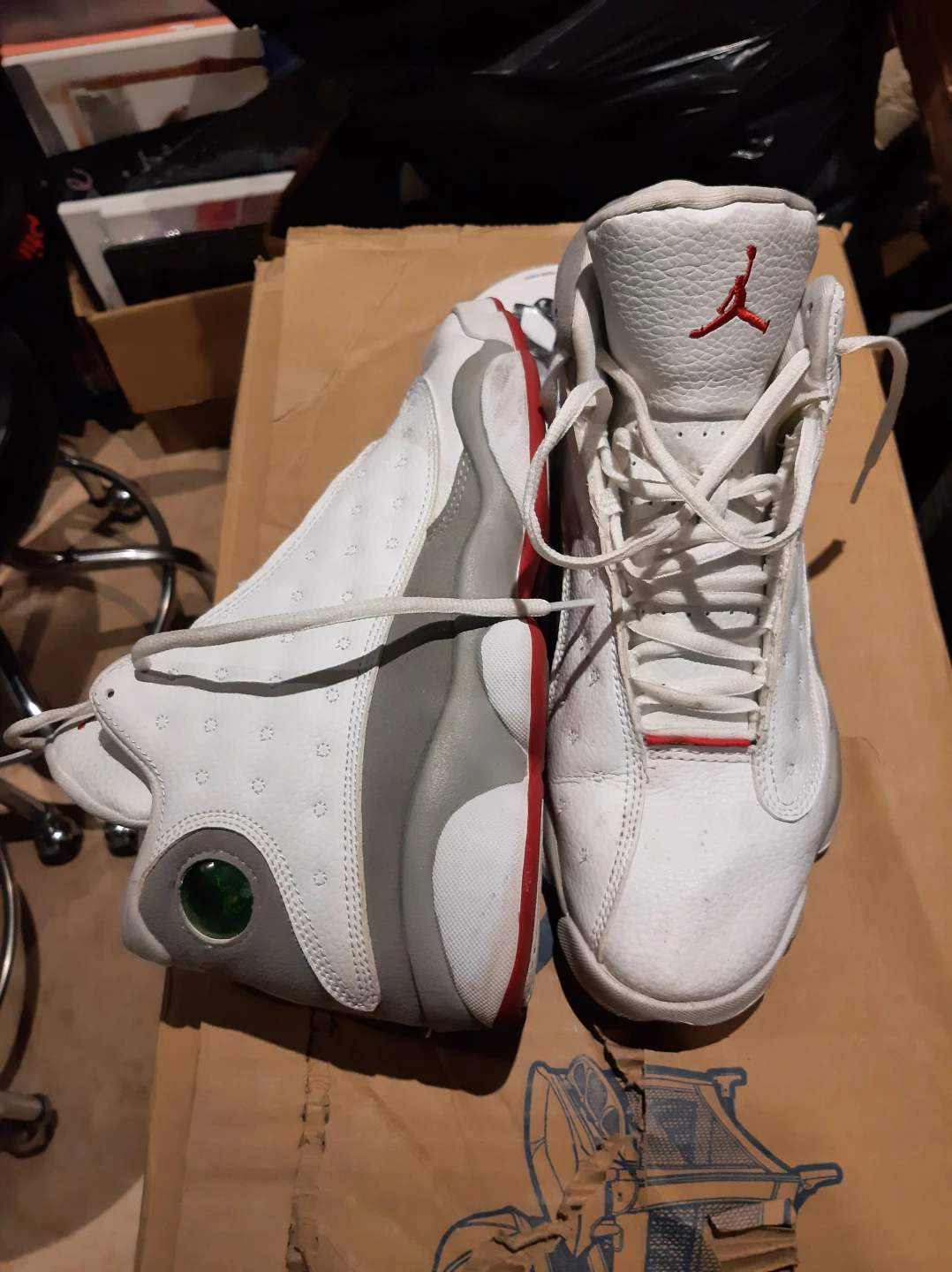Jordan 13 Retro White Red Grey Sneakers