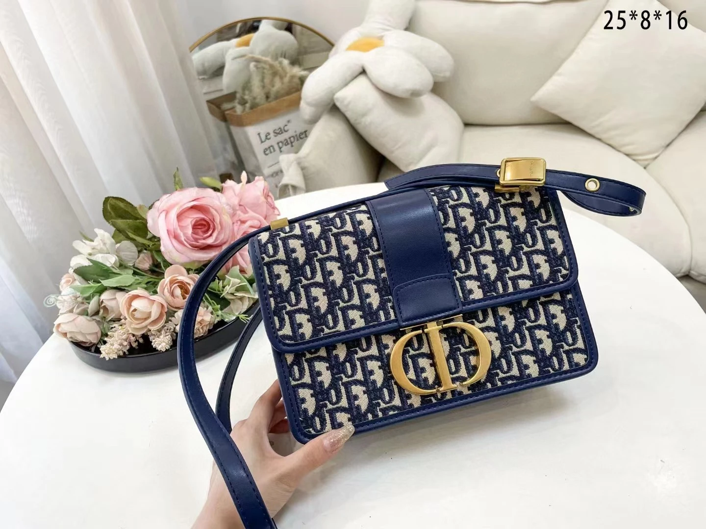 Dior Bag Navy Oblique Canvas