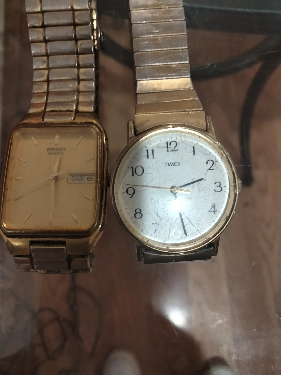 Seiko and Timex Gold Tone Wristwatches