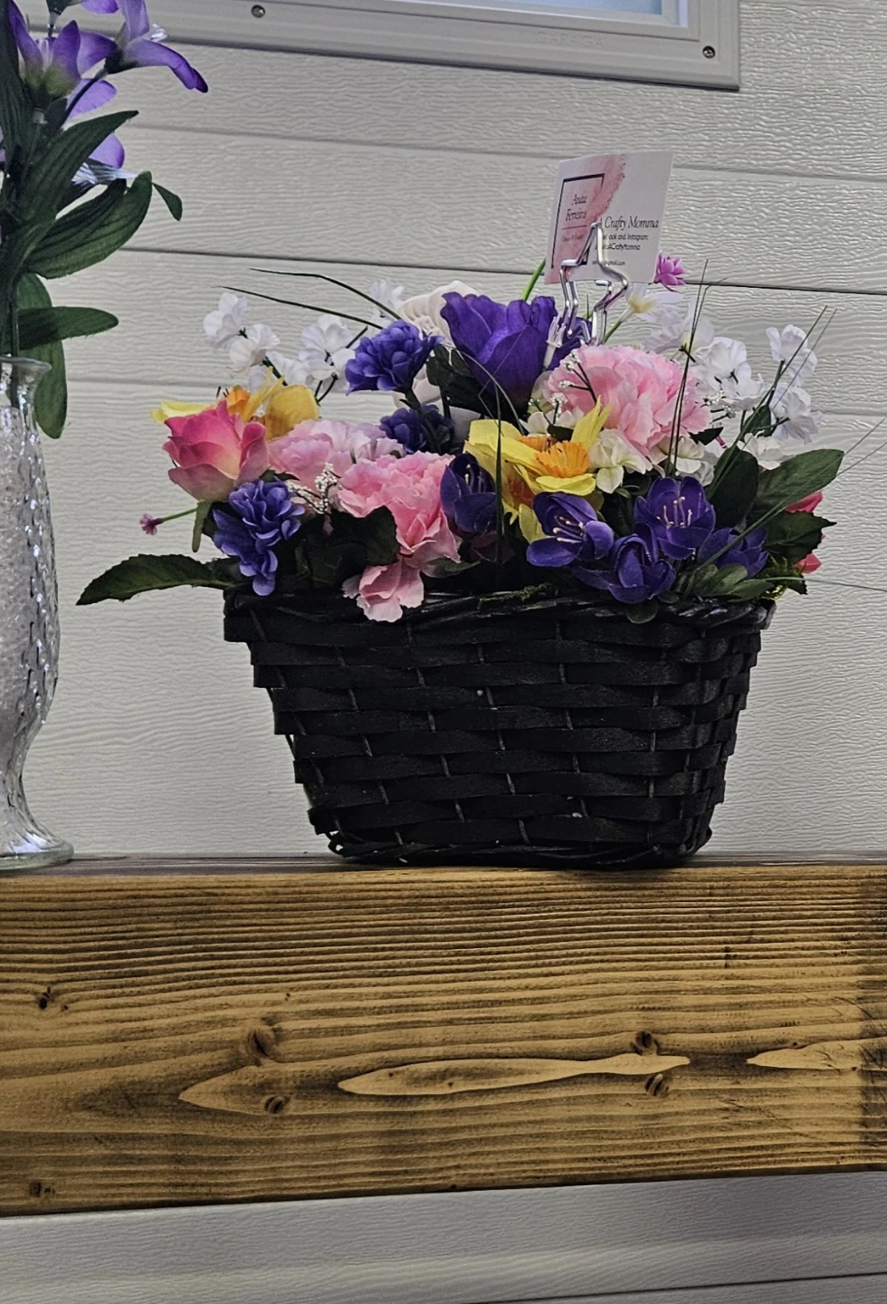 Artificial Flower Arrangement in Black Basket