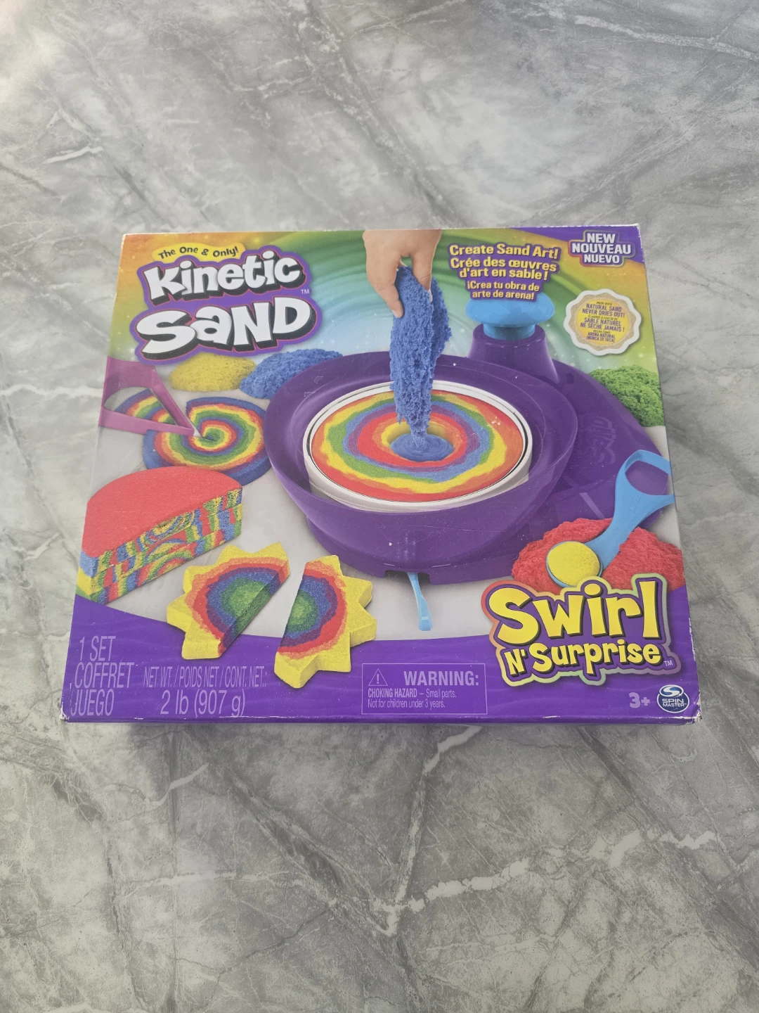 Kinetic Sand Swirl N' Surprise Playset with 2lbs Sand and Tools