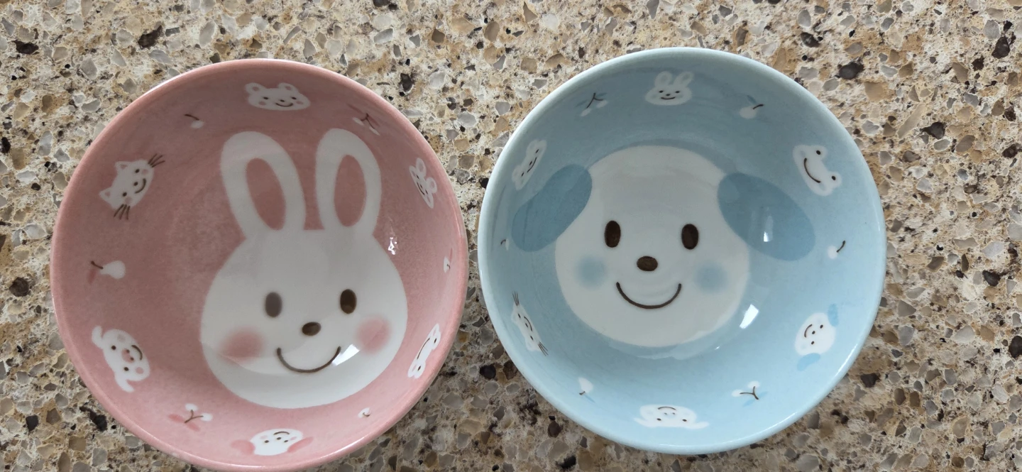 Set of 2 Cute Animal Ceramic Bowls