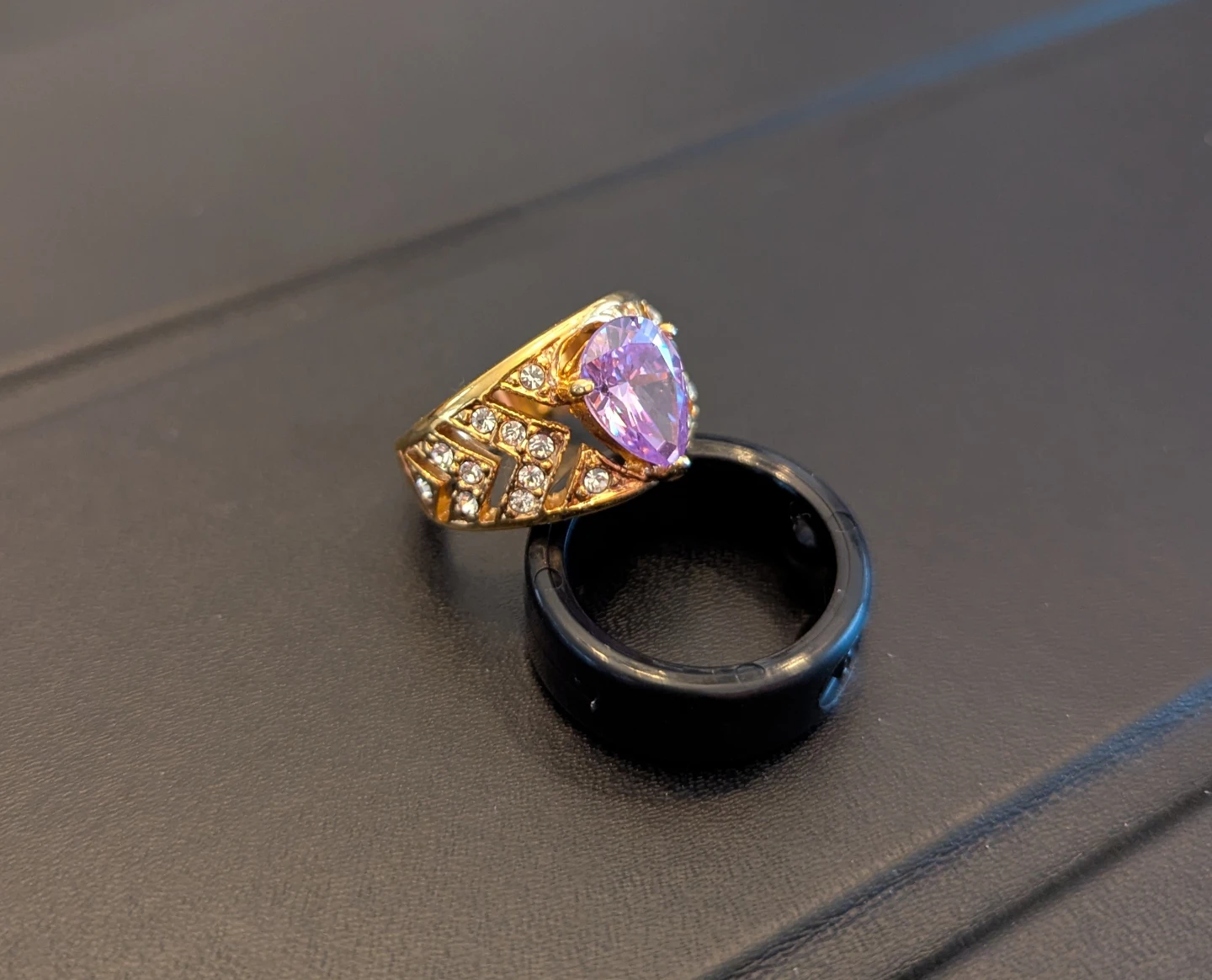 Pink Teardrop Rhinestone Ring - photo 2