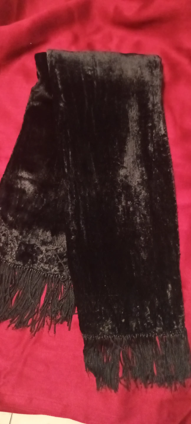 Black Velvet Fringe Scarf