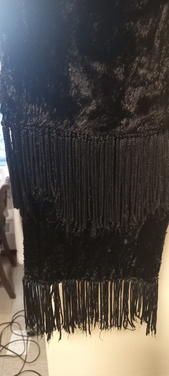 Black Velvet Fringe Scarf - photo 2