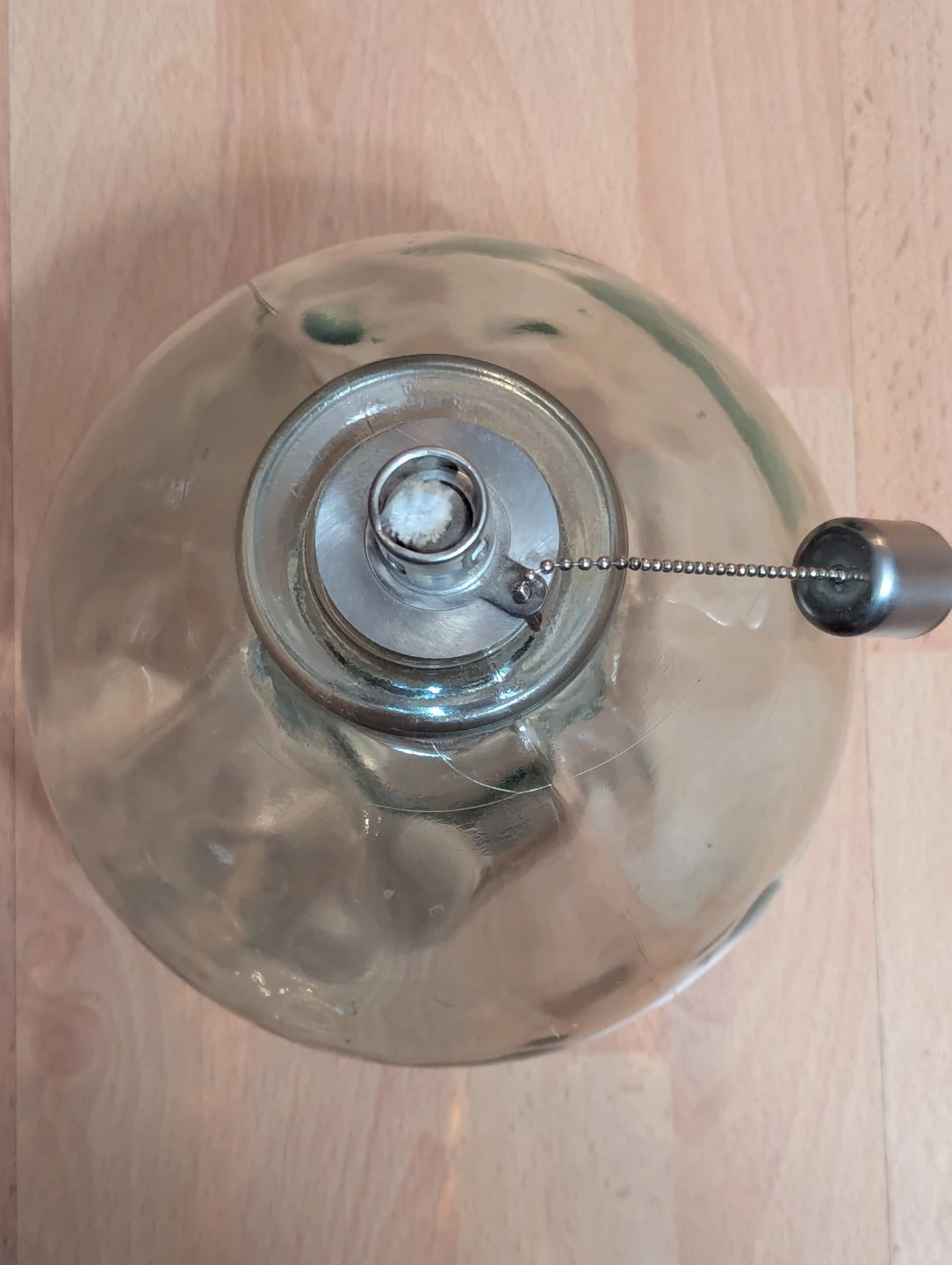 NEVER USED thick glass oil lamp approx 9" tall x 20" around - photo 2