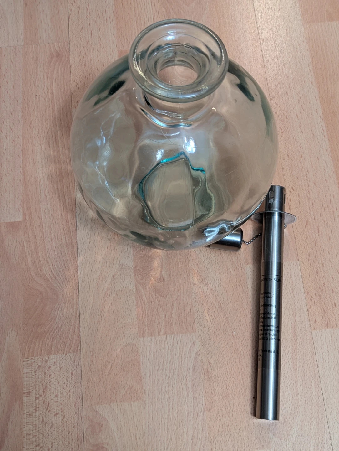 NEVER USED thick glass oil lamp approx 9" tall x 20" around - photo 3