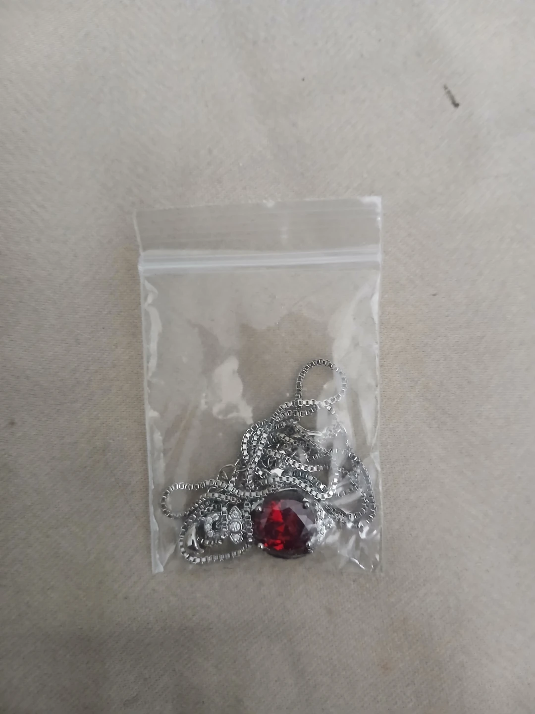 925 Silver, Lab Grown Ruby, & Synthetic Zirconia Necklace - photo 4
