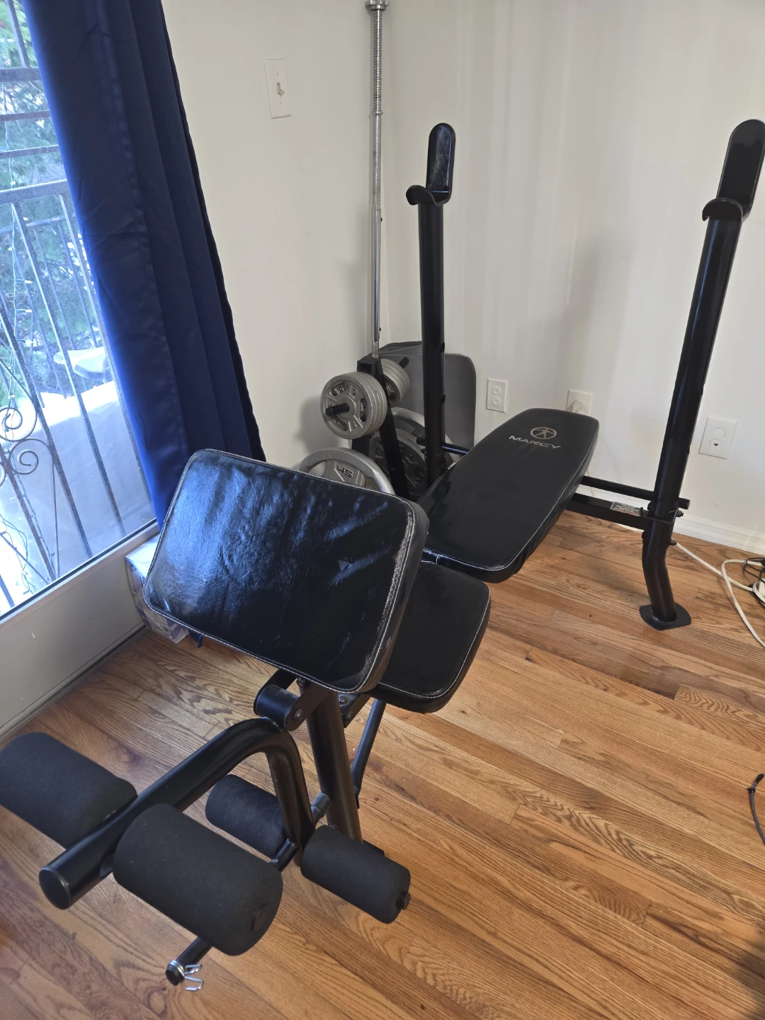 Marcy Weight Bench with Barbell and Weight Plates - photo 2
