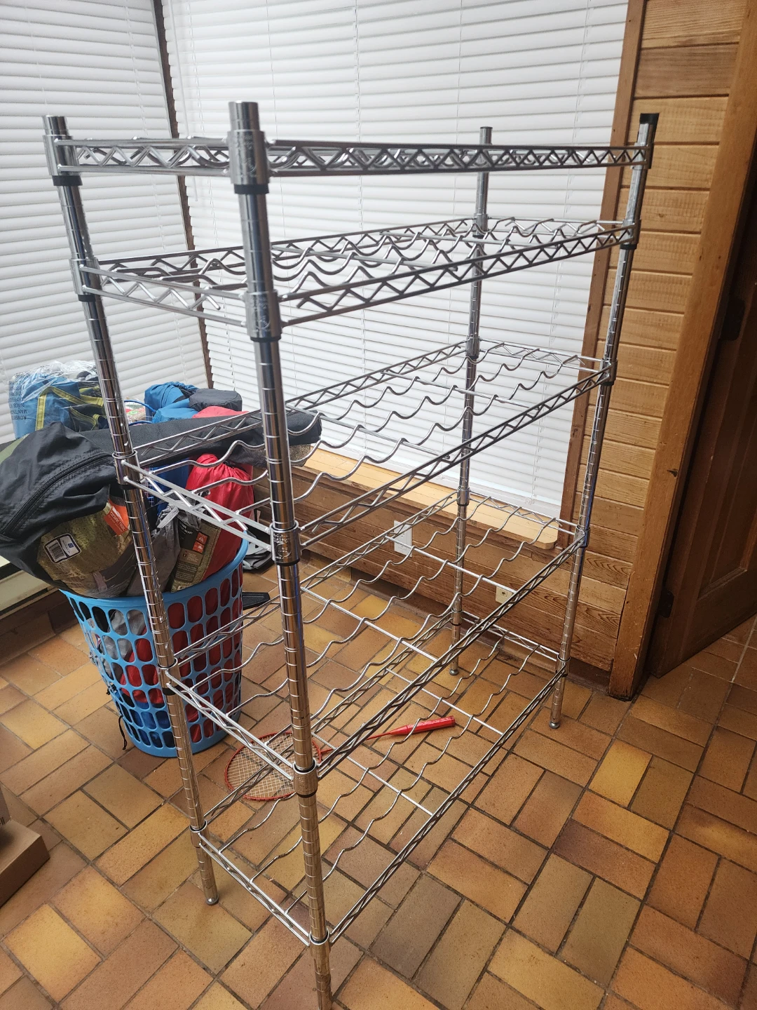 Chrome Wire Shelving Unit with Wine Racks