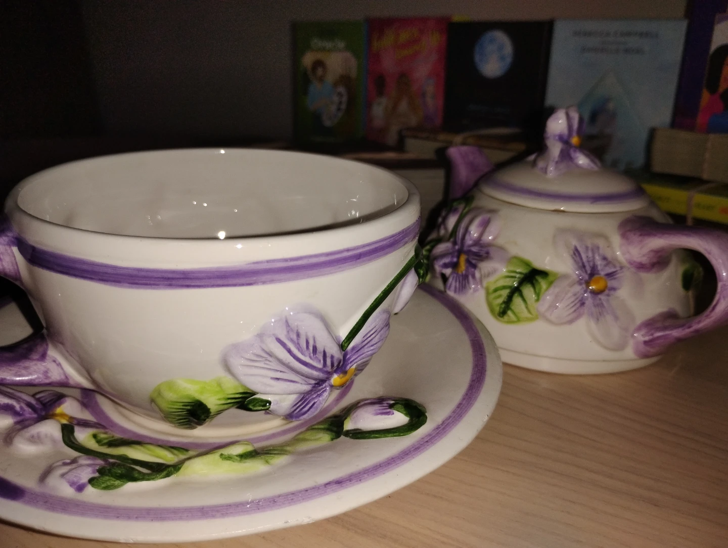 Vintage Violet Teacup, Saucer, and Mini Teapot Set - photo 4