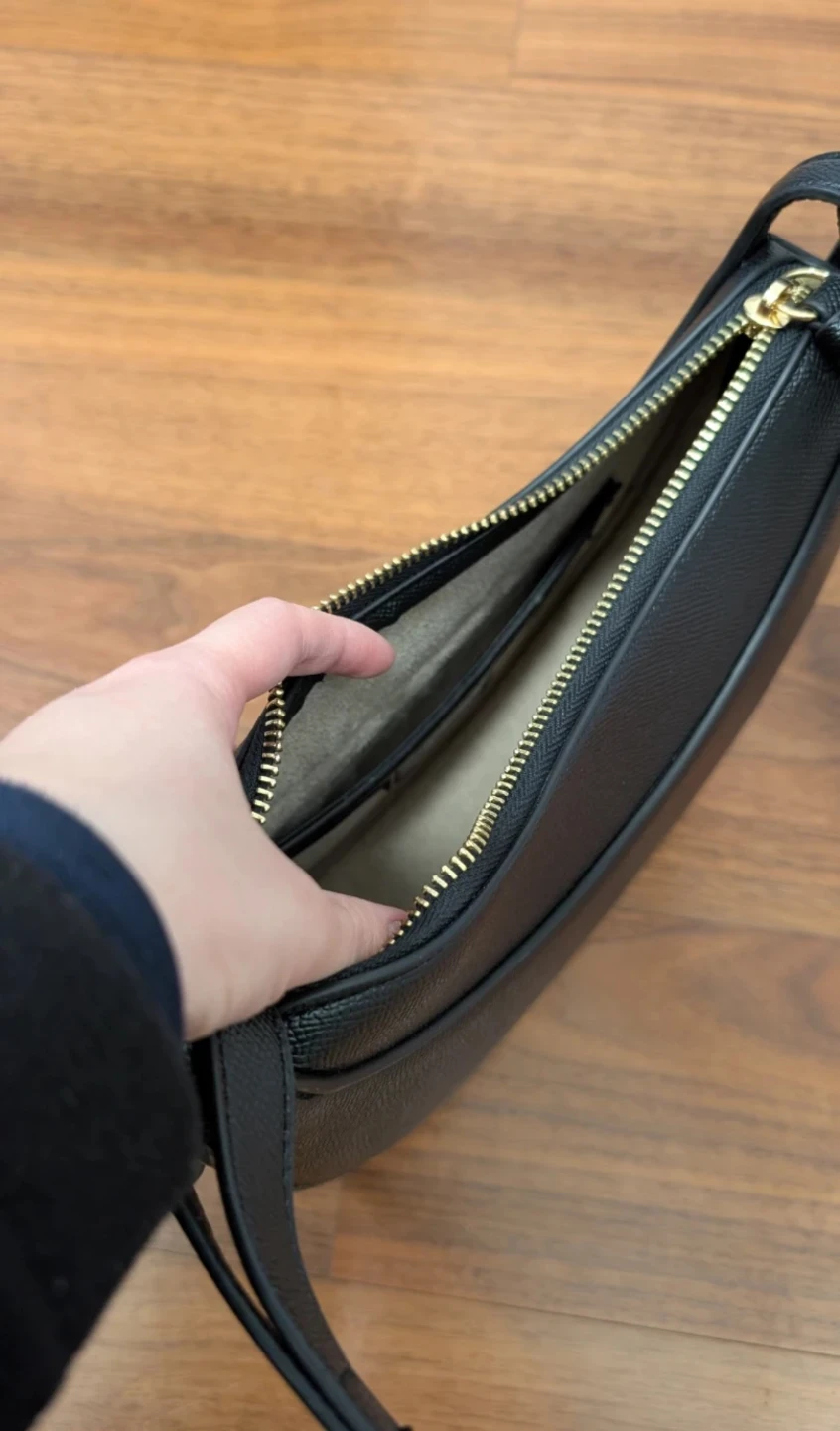 Black Crescent Shoulder Bag with Adjustable Strap - photo 4