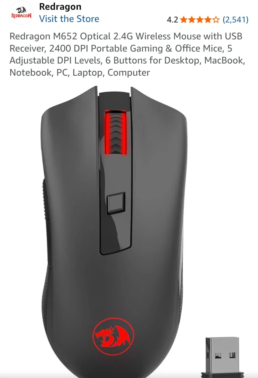 Redragon M652 Optical 2.4G Wireless Mouse