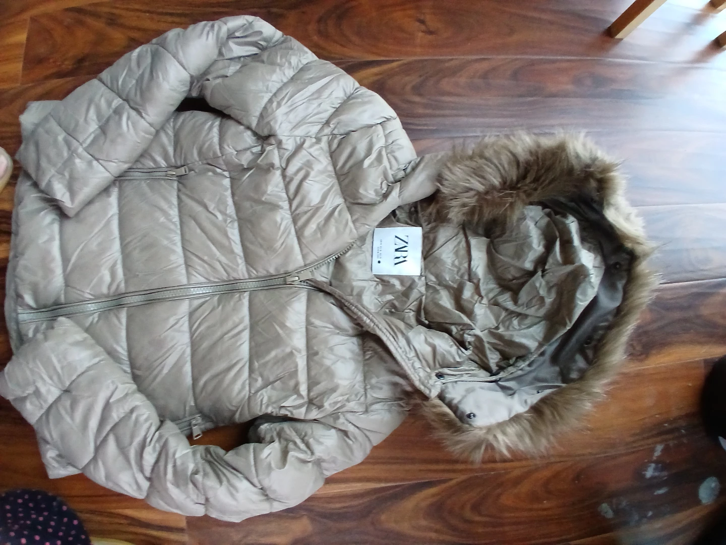 Zara Puffer Jacket with Fur Hood